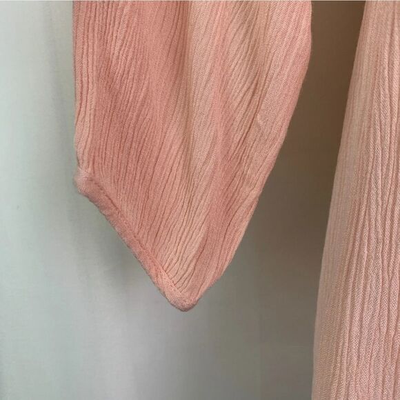 PURPLE Snow Boho Tunic Top Pale Pink Gauze Crochet Long Sleeves Size: L - Picture 8 of 9